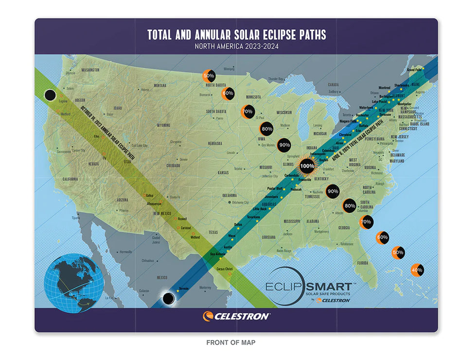Solar Eclipse Track Map; TimeTable Poster