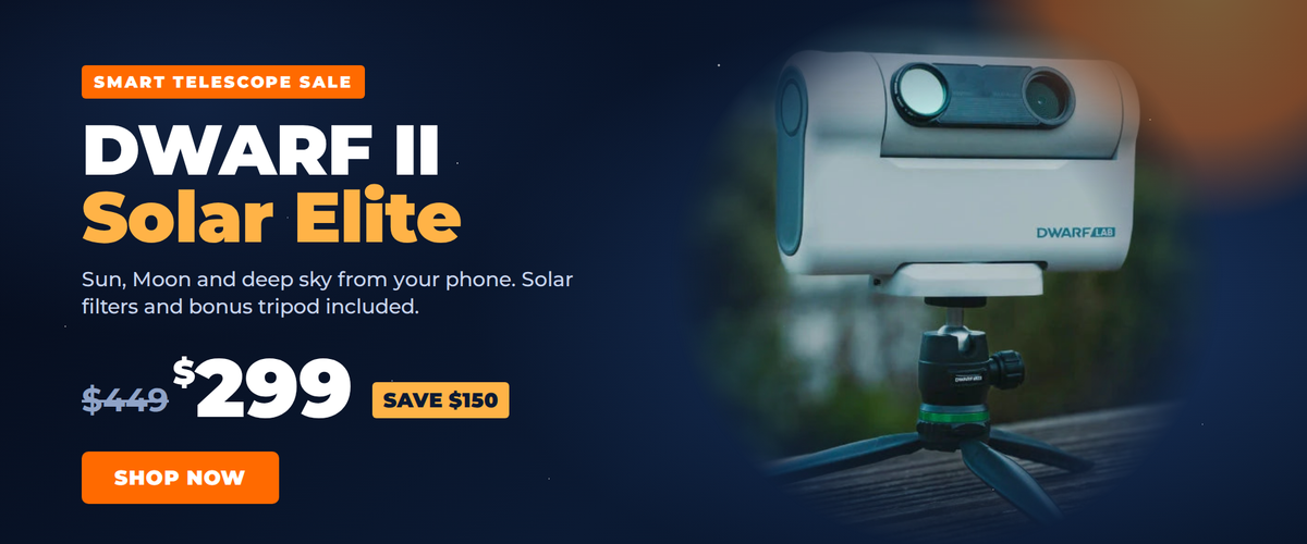 DWARF II Solar Elite smart telescope sale - $299, save $150