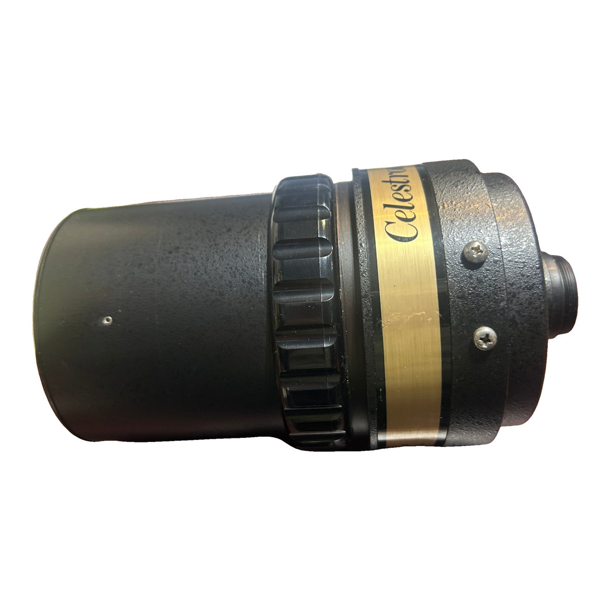 Celestron C90 side view with gold Celestron band