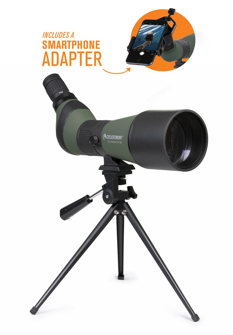 Celestron LandScout 20-60x80 mm Zoom Spotting Scope - SmartPhone Adapter - Table Tripod - 52329