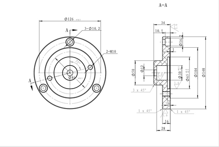 iOptron Tri-Pier to Tak/Skywatcher Adapter Plate Drawing